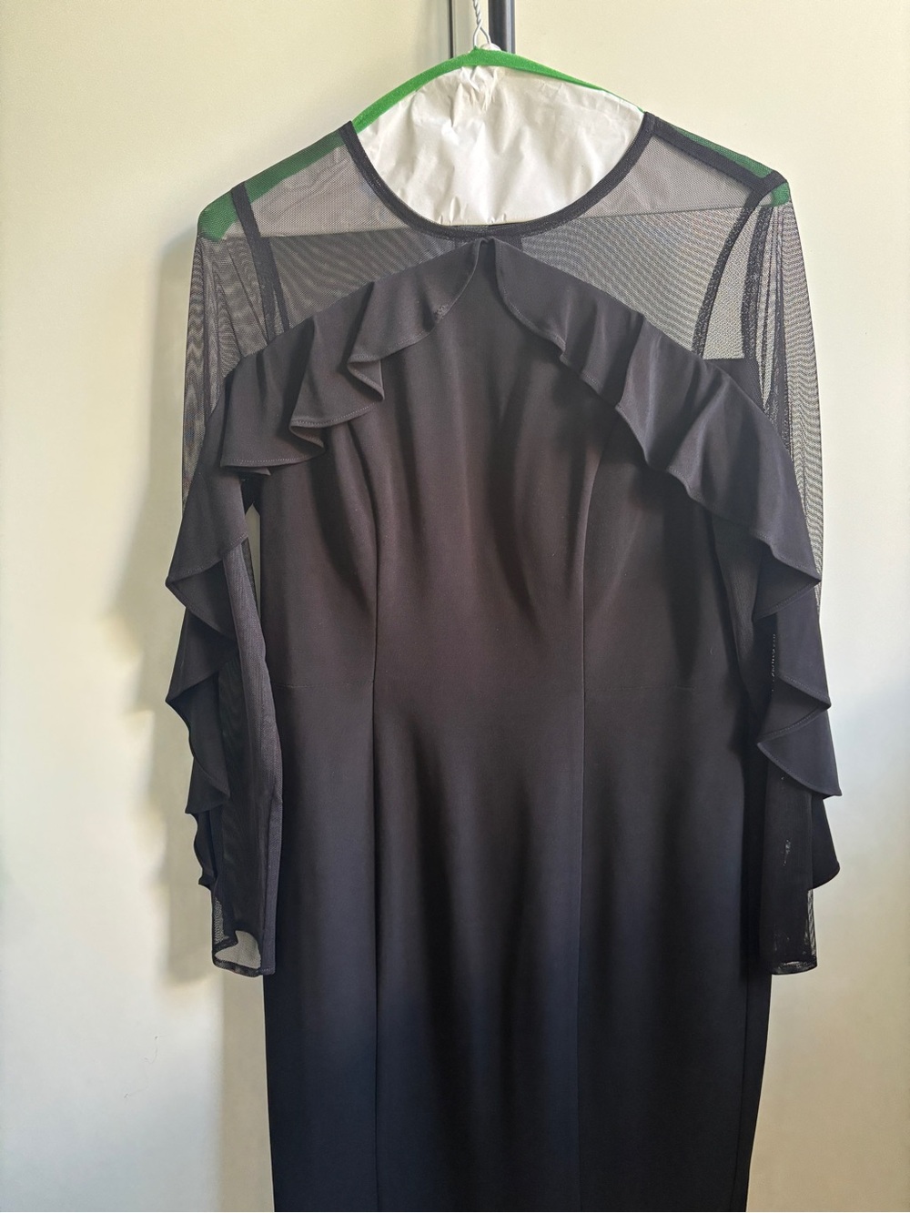 Black Ruffle Mesh-Sleeve Dress - Picture 2 of 5